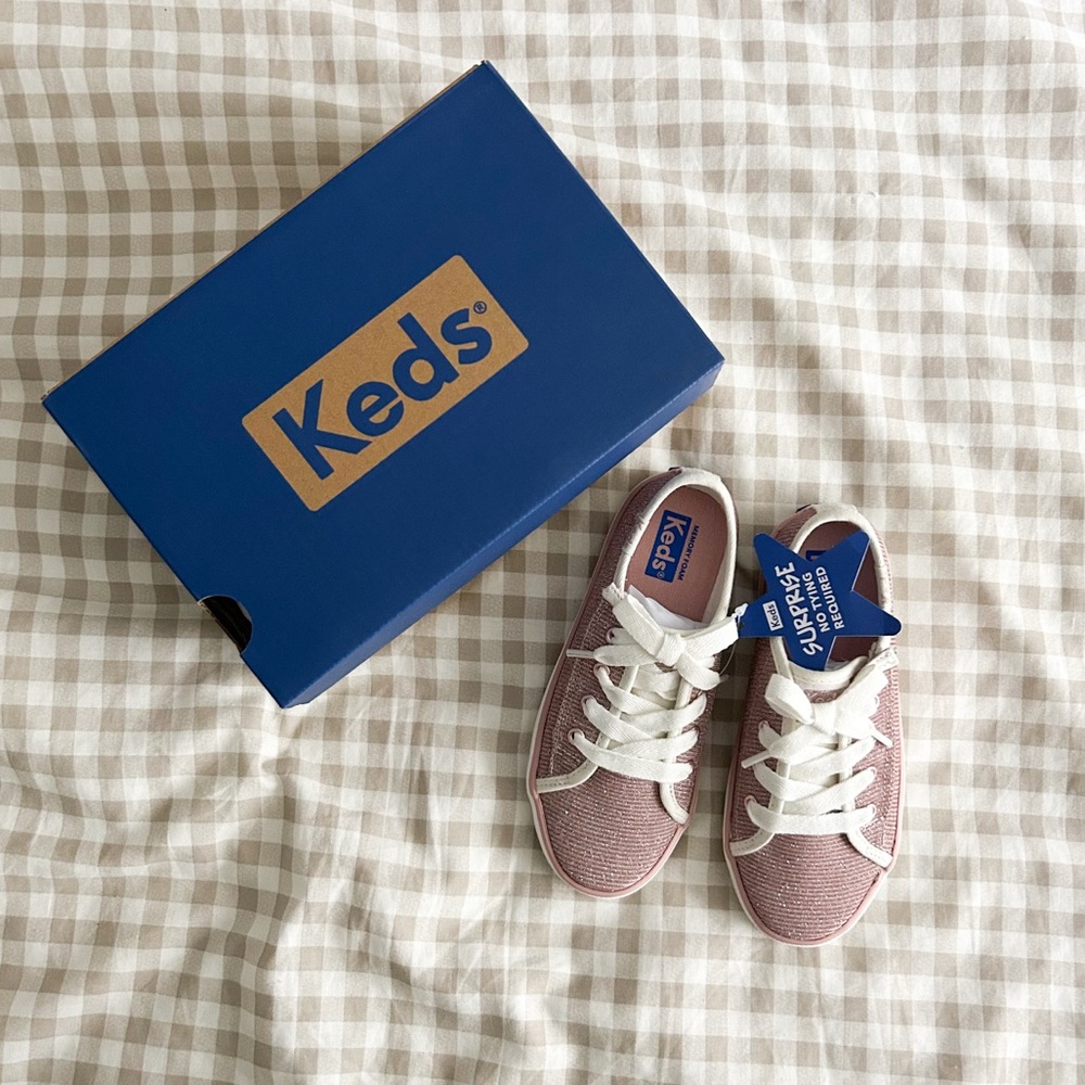 Keds Kids Kickstart Sneakers in Pink Sparkle and White